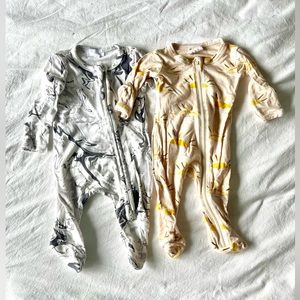 Lot of 2 Bamboo Zippered Footies Newborn